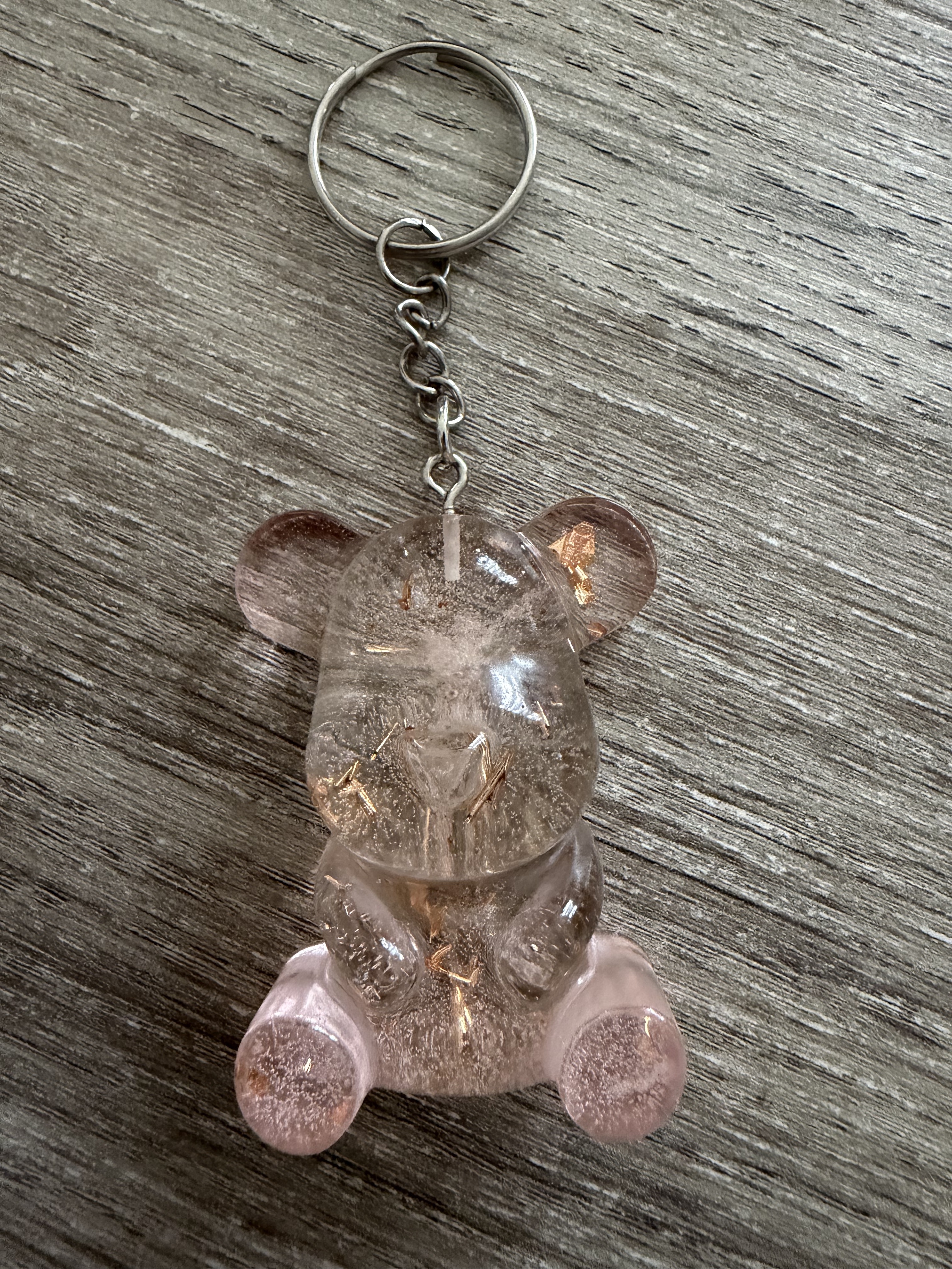 Porte clé ourson 55mm feuille d'or rosé