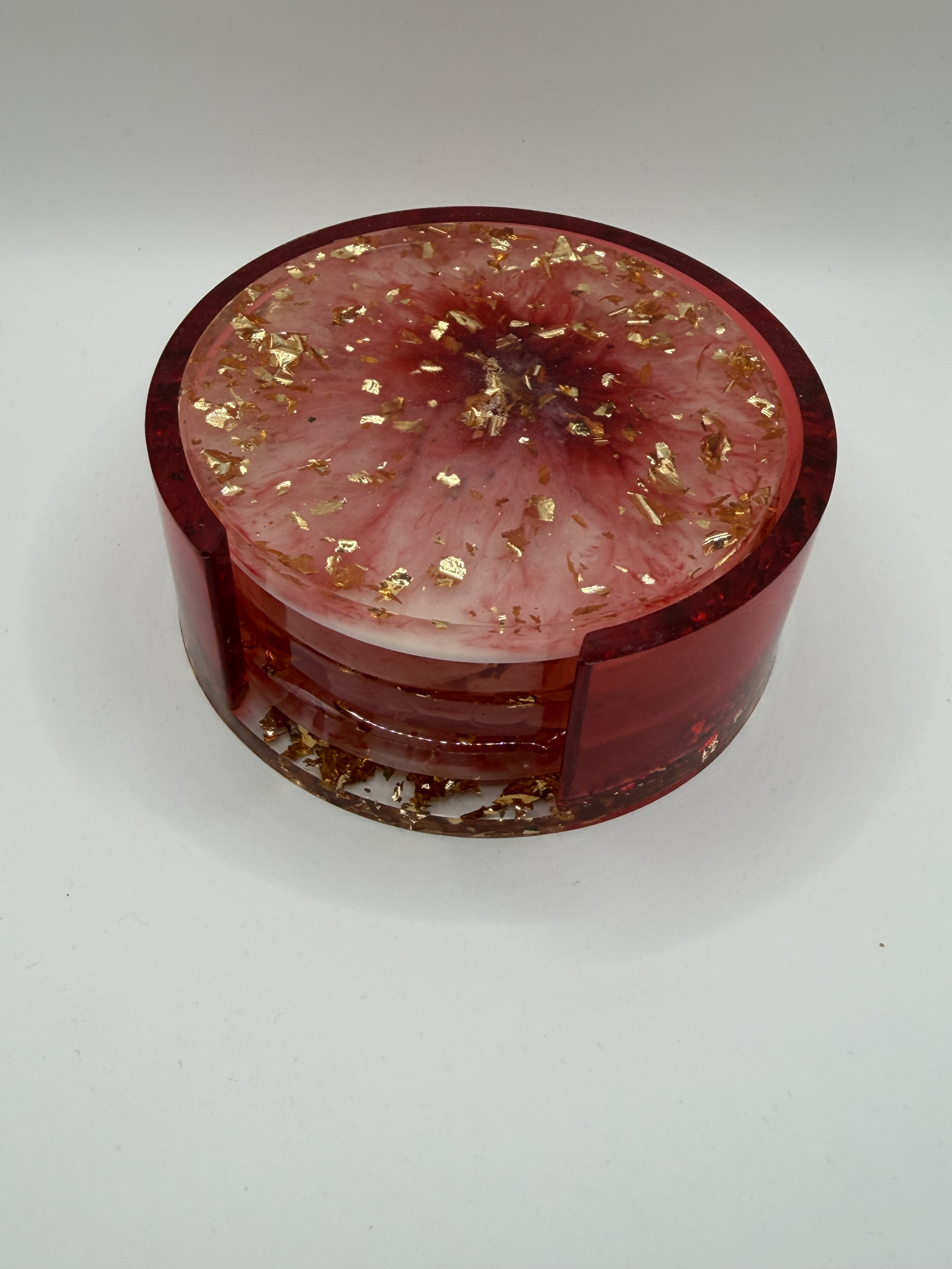 Image du produit Dessous de verre - rouge feuille d'or fond blanc