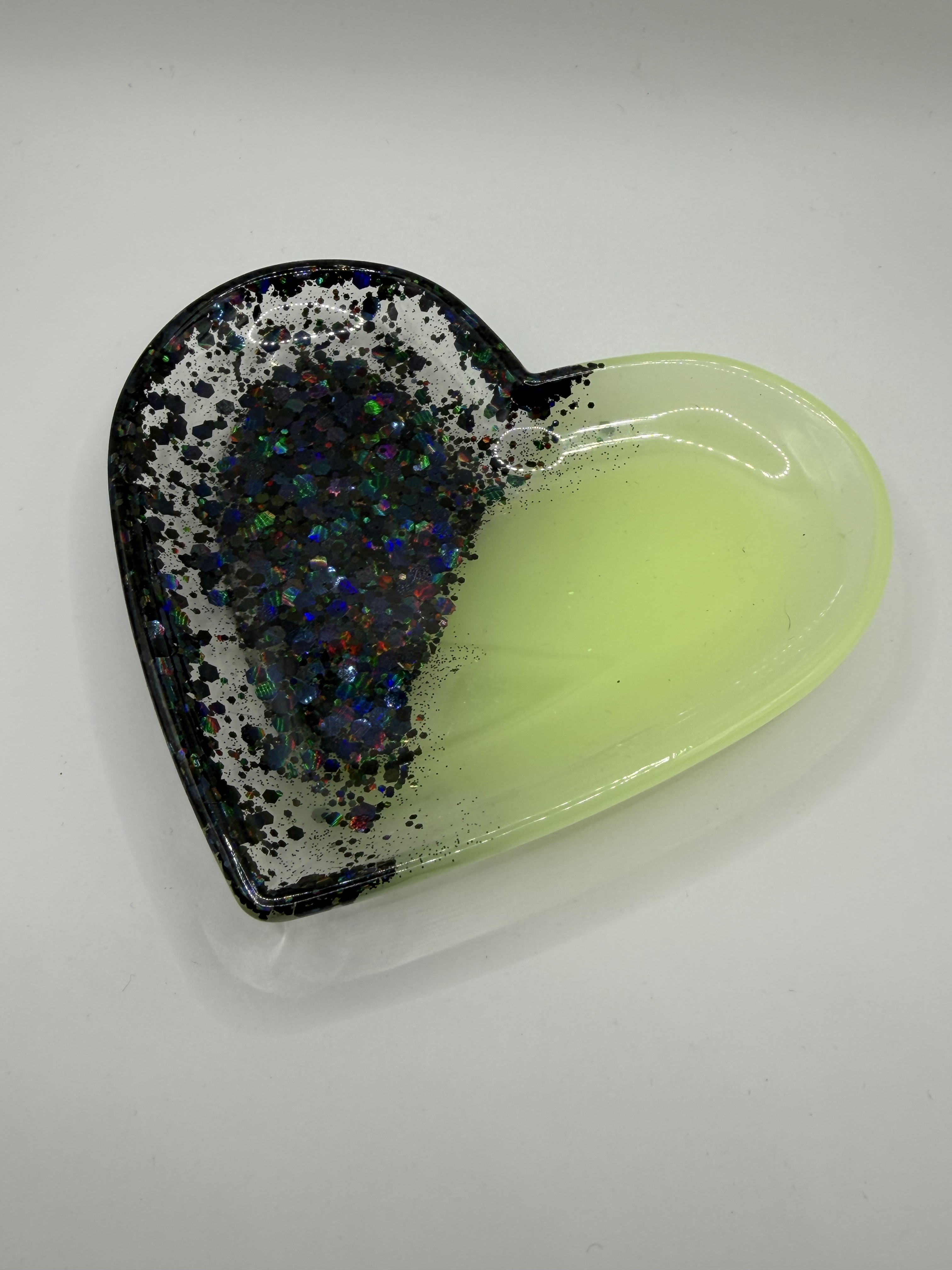 Coeur - jaune fluo paillette noire