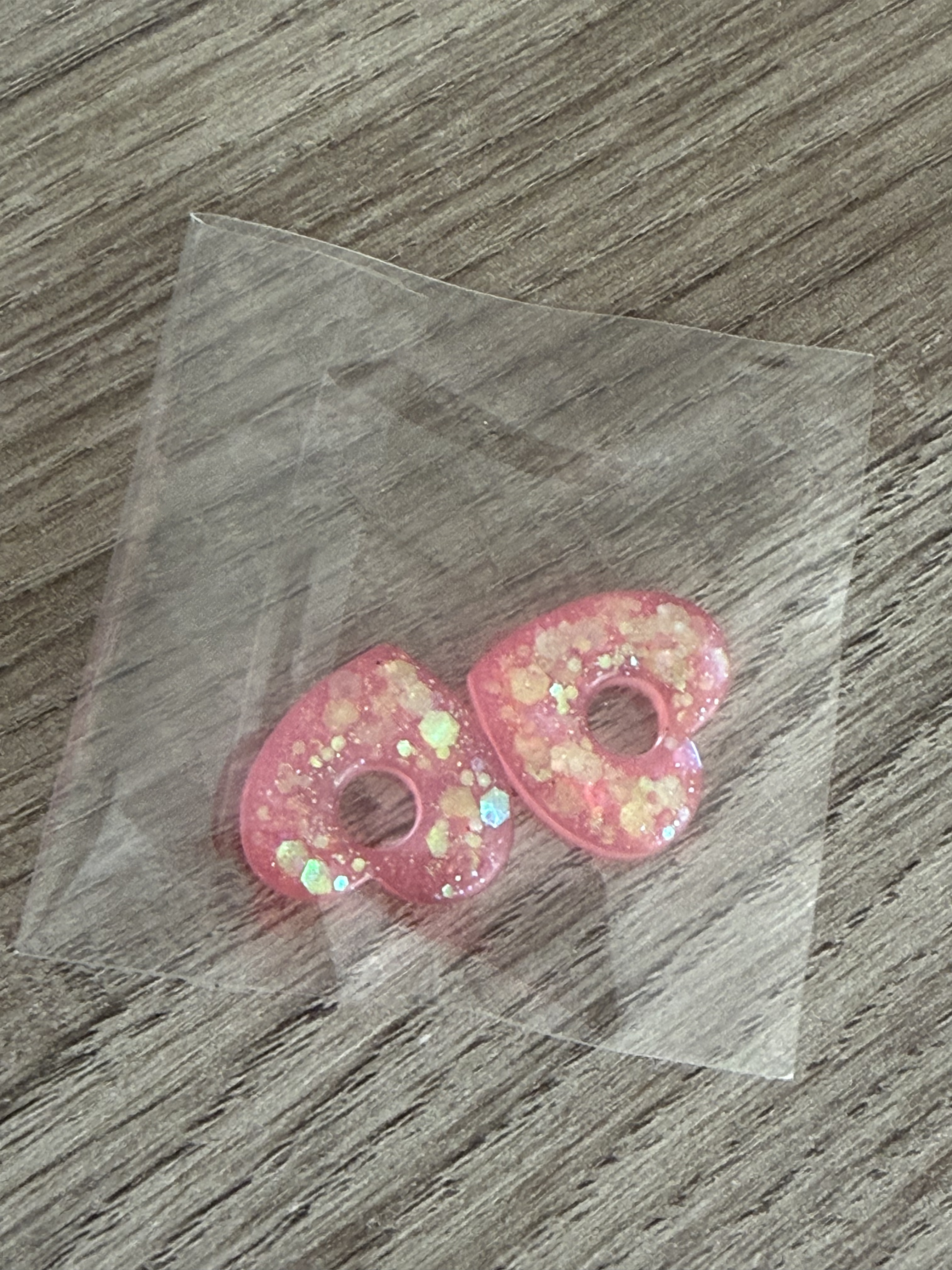 Pampilles coeur rose avec paillettes