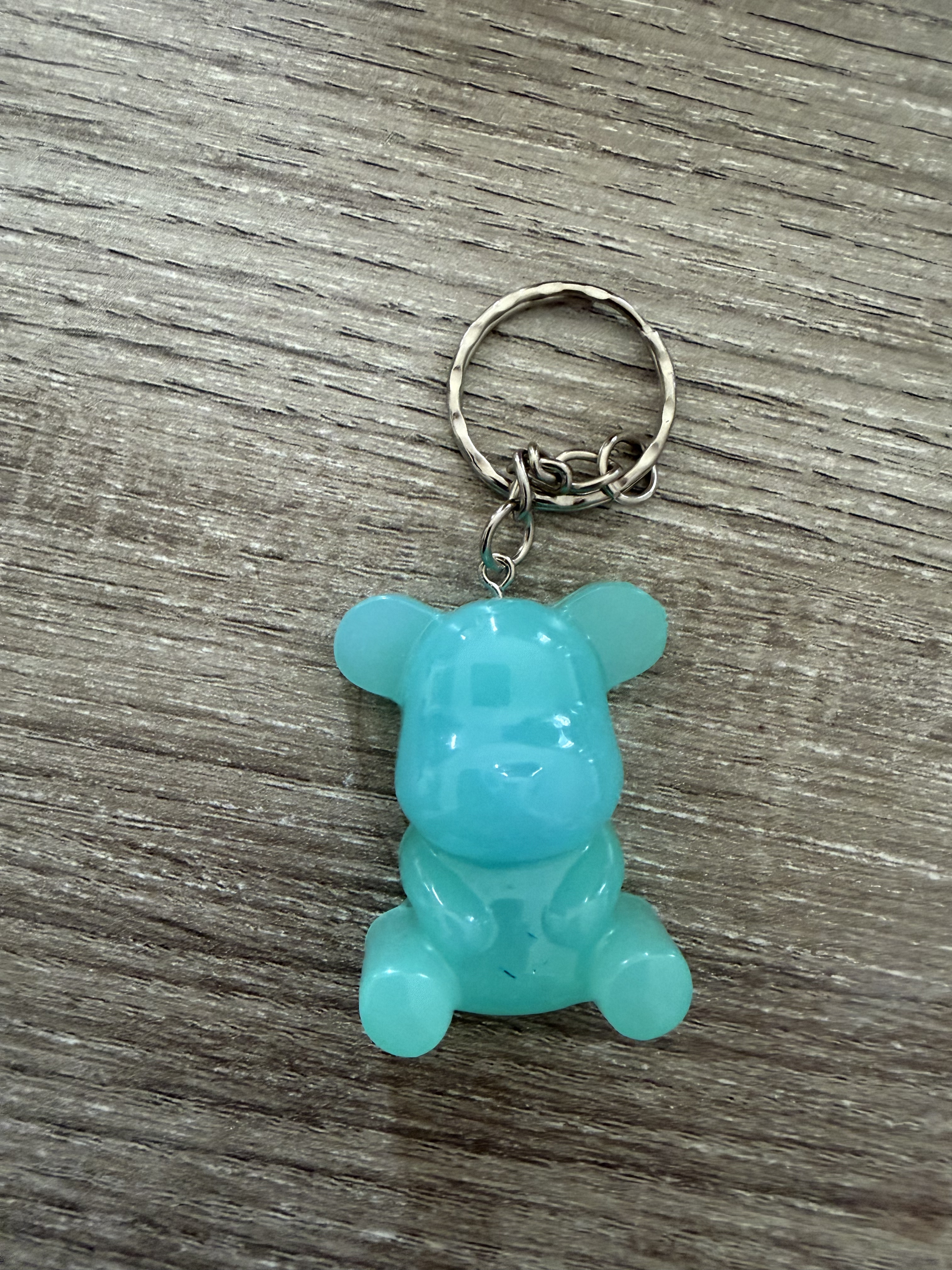 Porte clé ourson 45mm turquoise