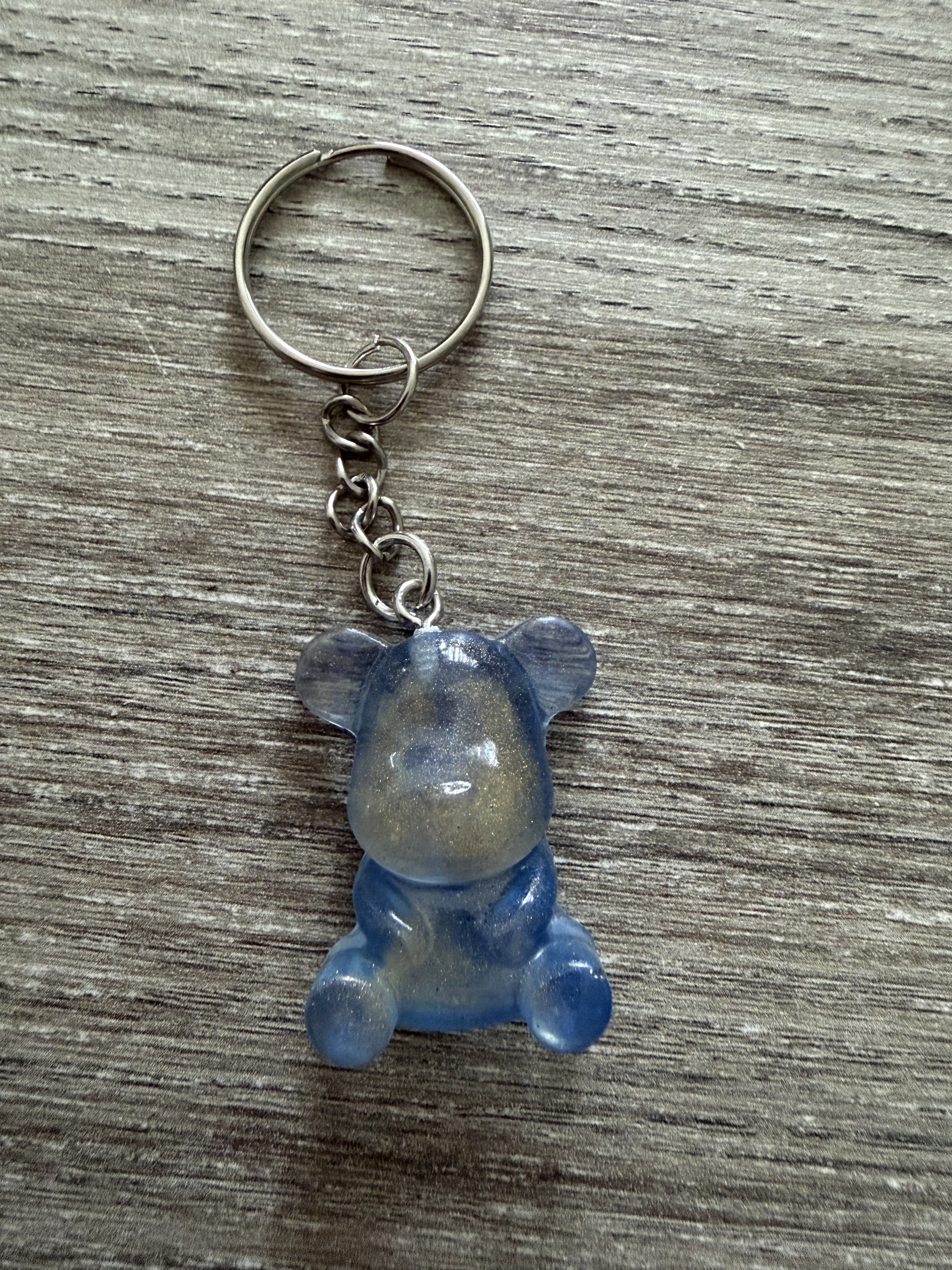 Porte clé ourson 35mm bleu et or