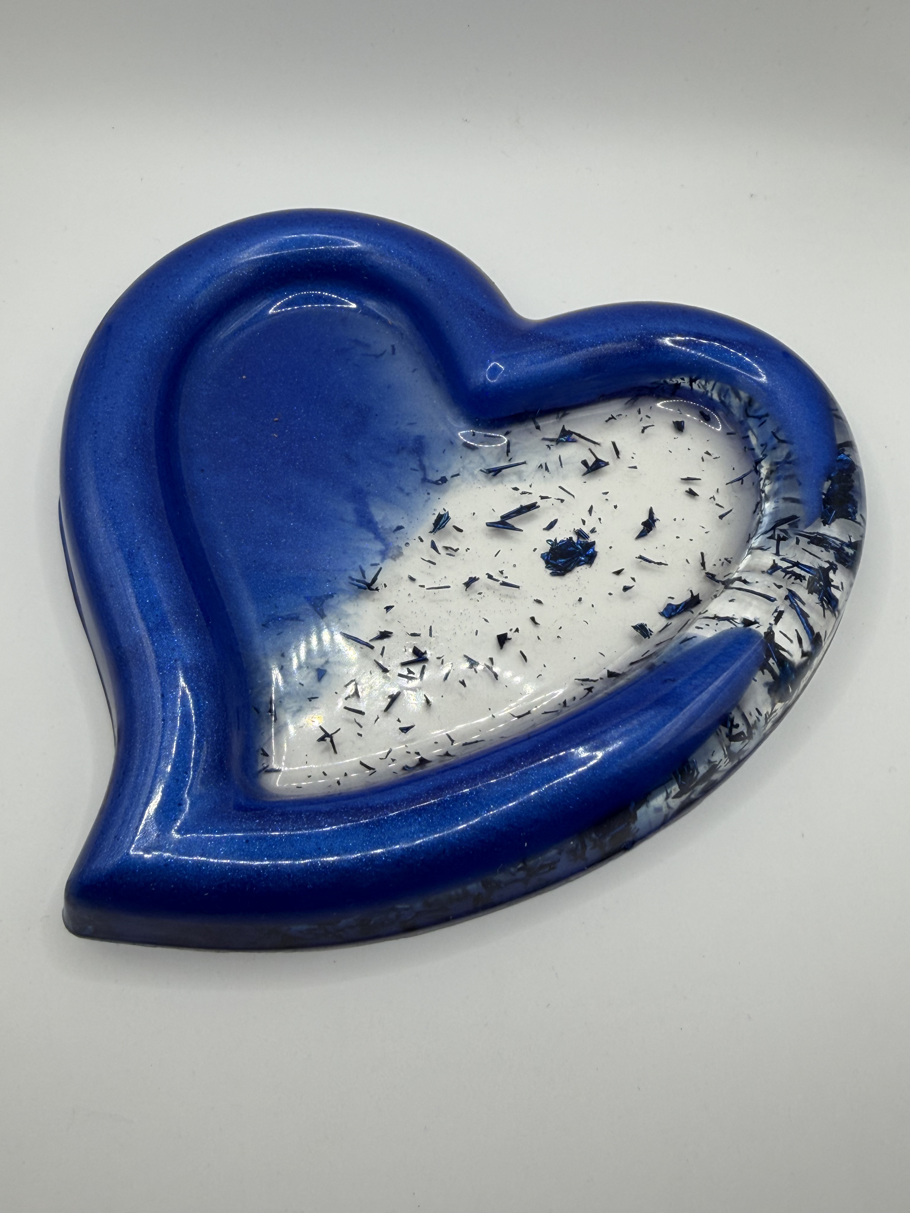 Coeur 15cm - bleu feuille bleue