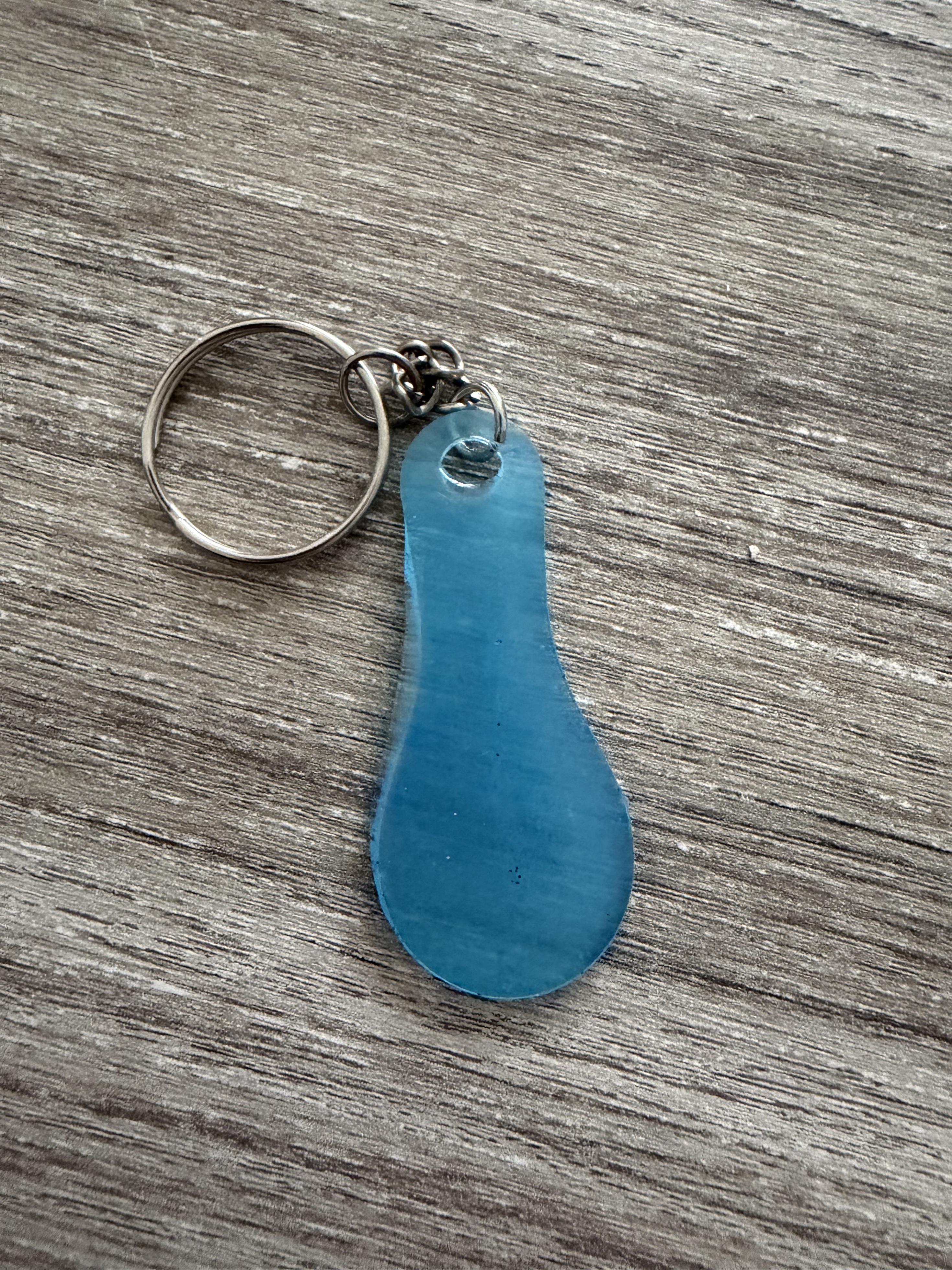 Porte clé jeton bleu paillette