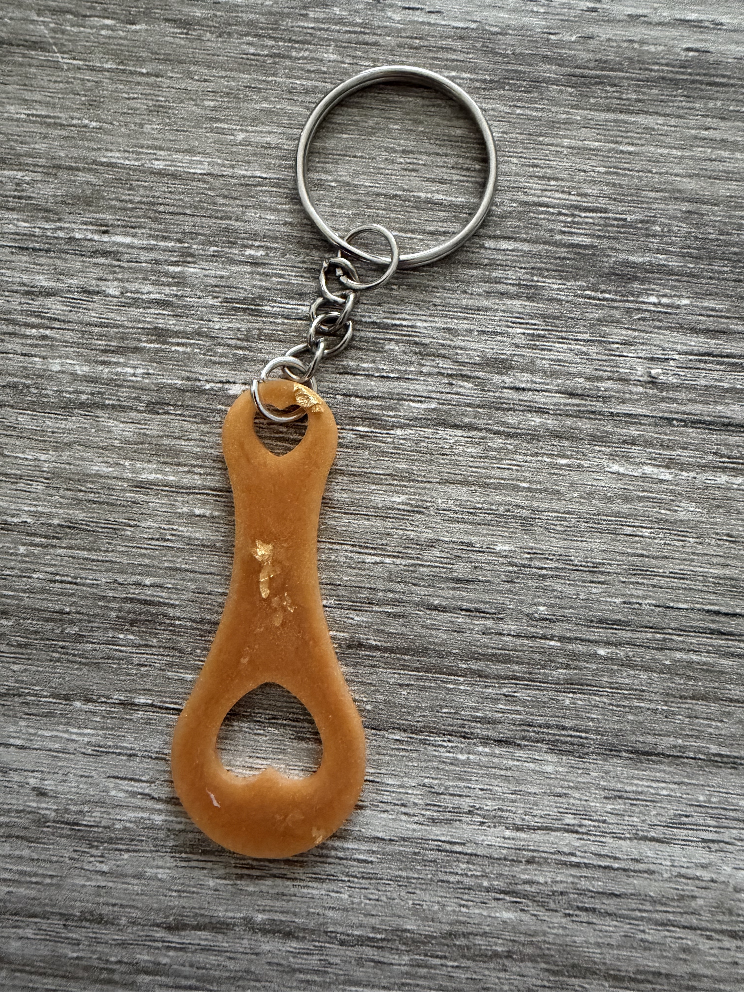 Porte clé jeton coeur or feuille d'or