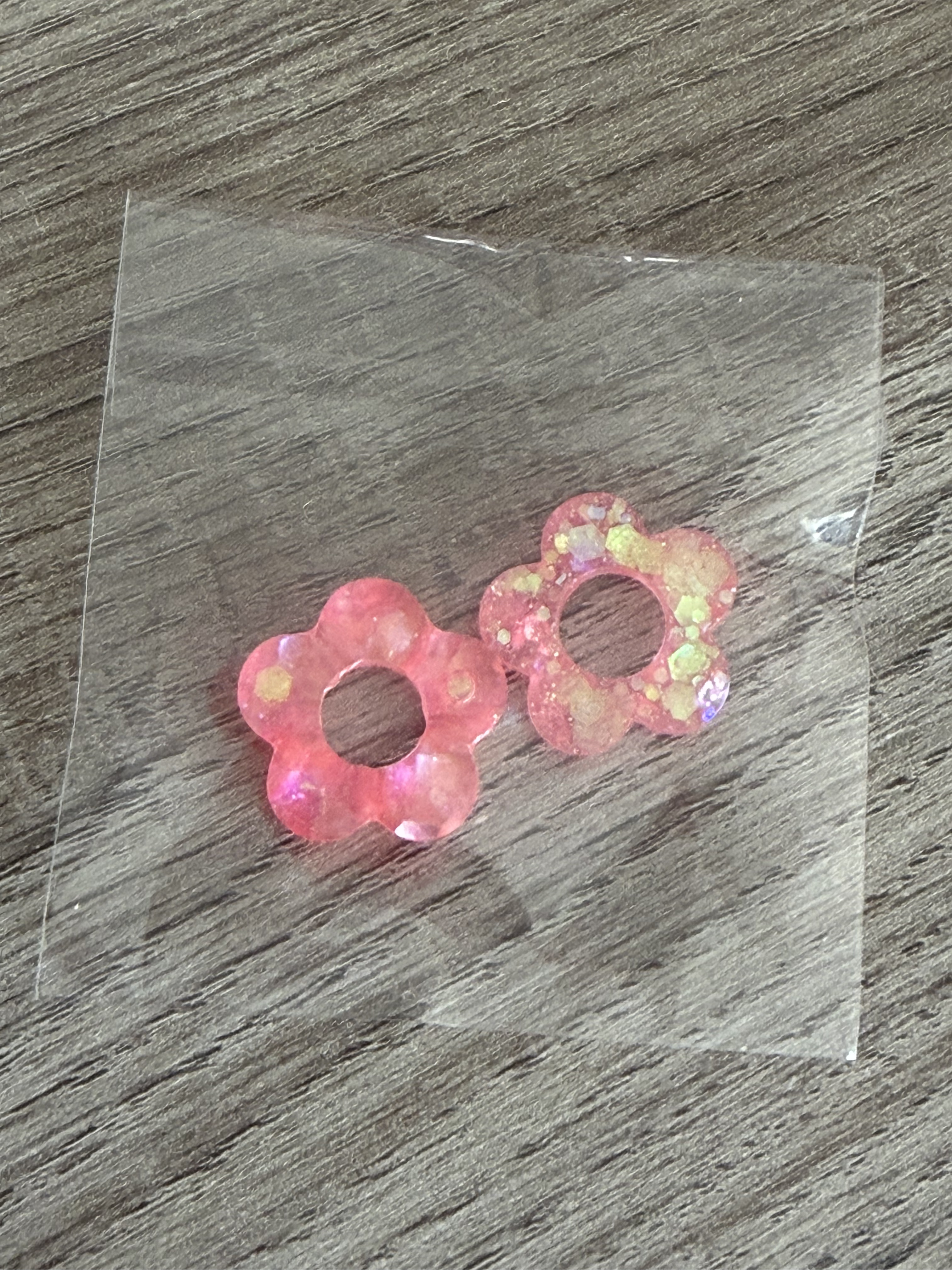 Pampilles fleur petite rose avec paillettes