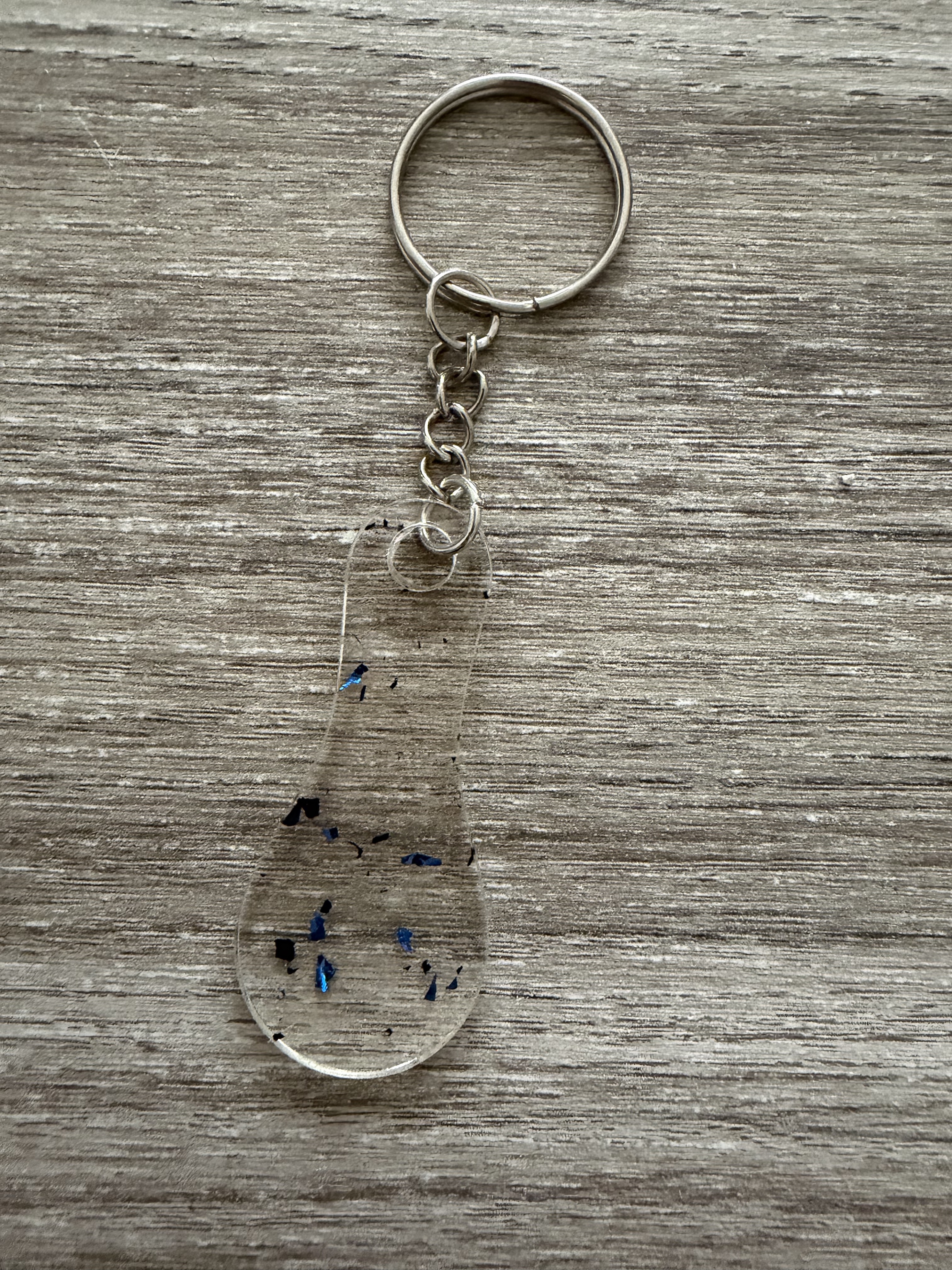 Porte clé jeton feuille bleue