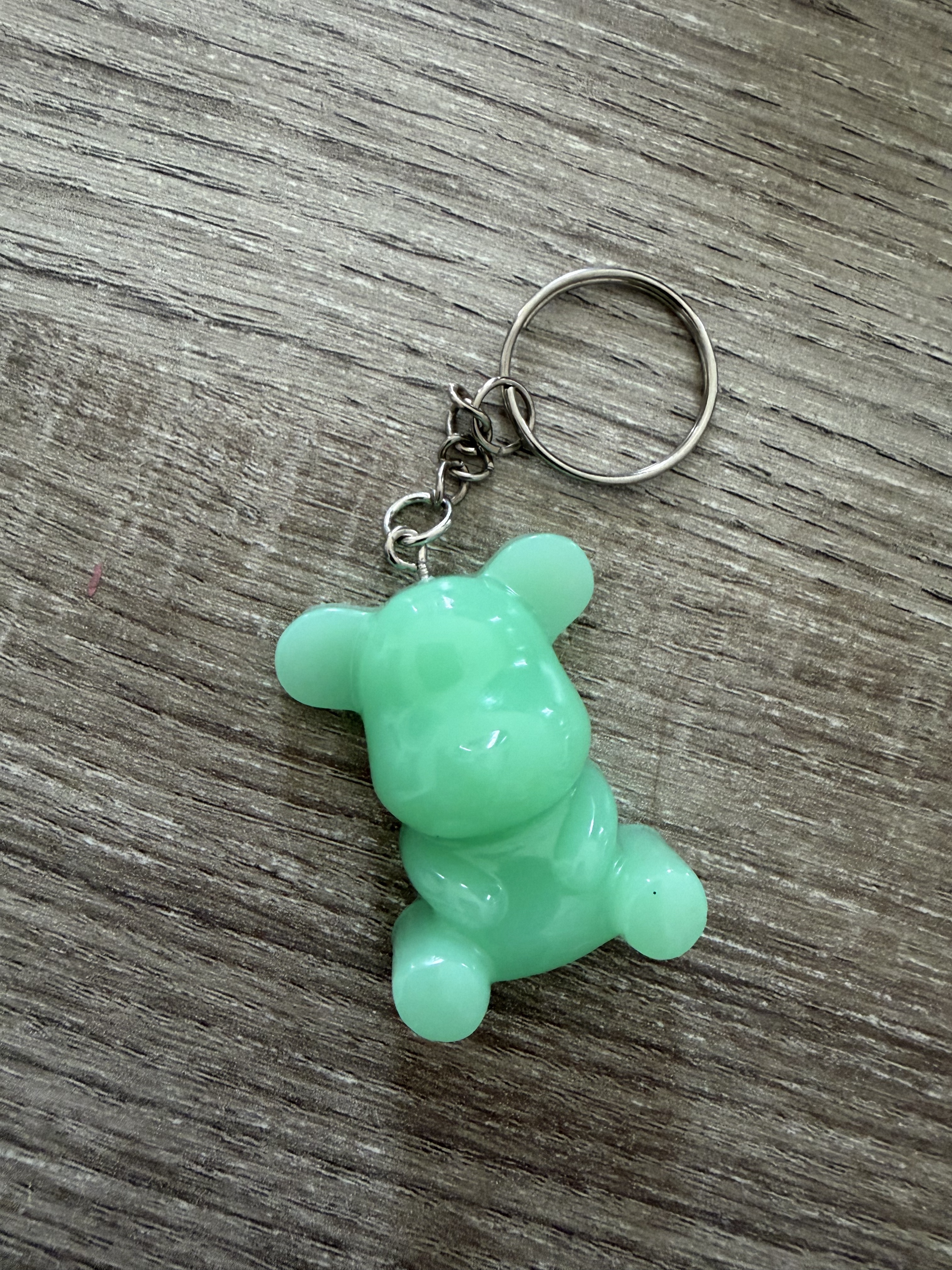 Porte clé ourson 45mm vert d'eau