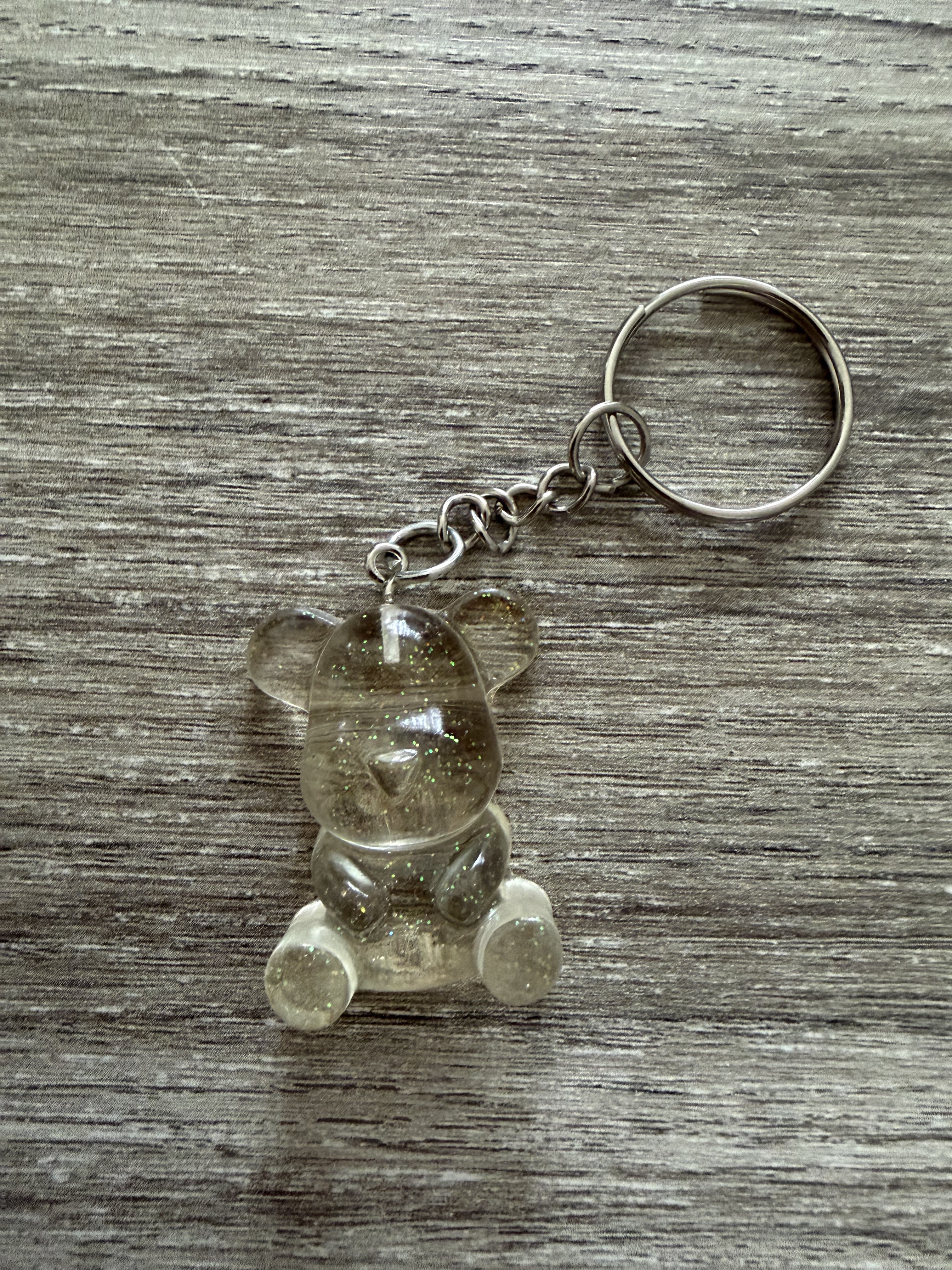 Porte clé ourson 35mm translucide paillette