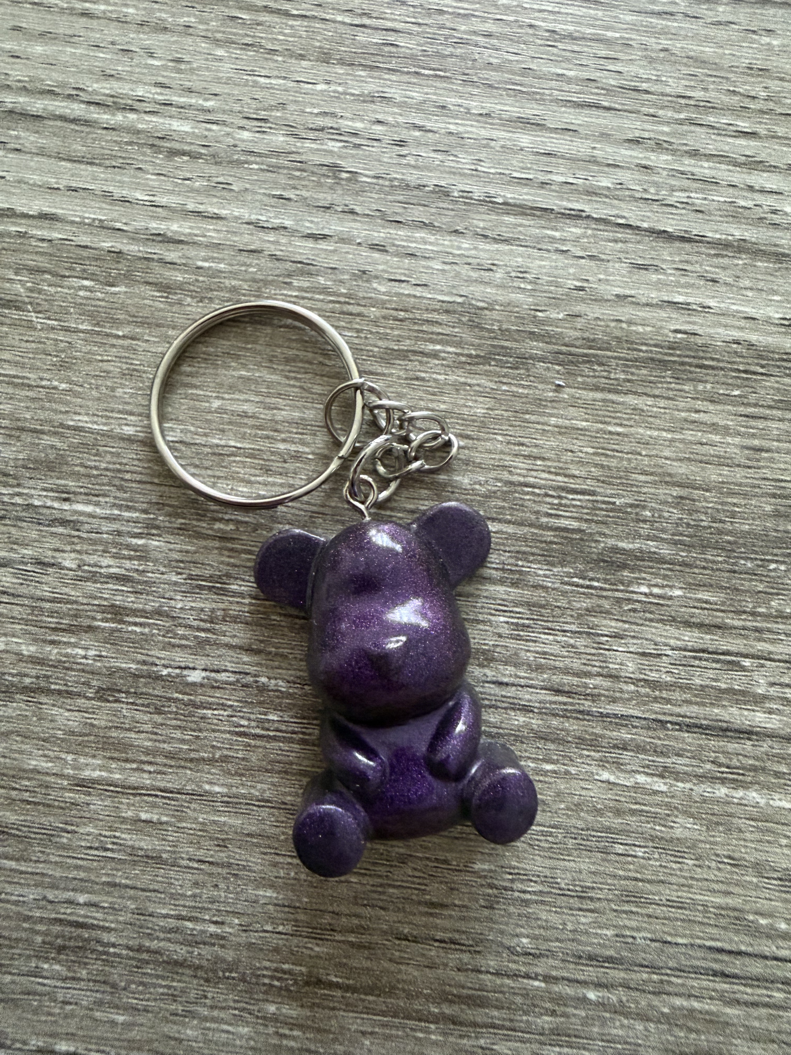 Porte clé ourson 35mm violet métallisé