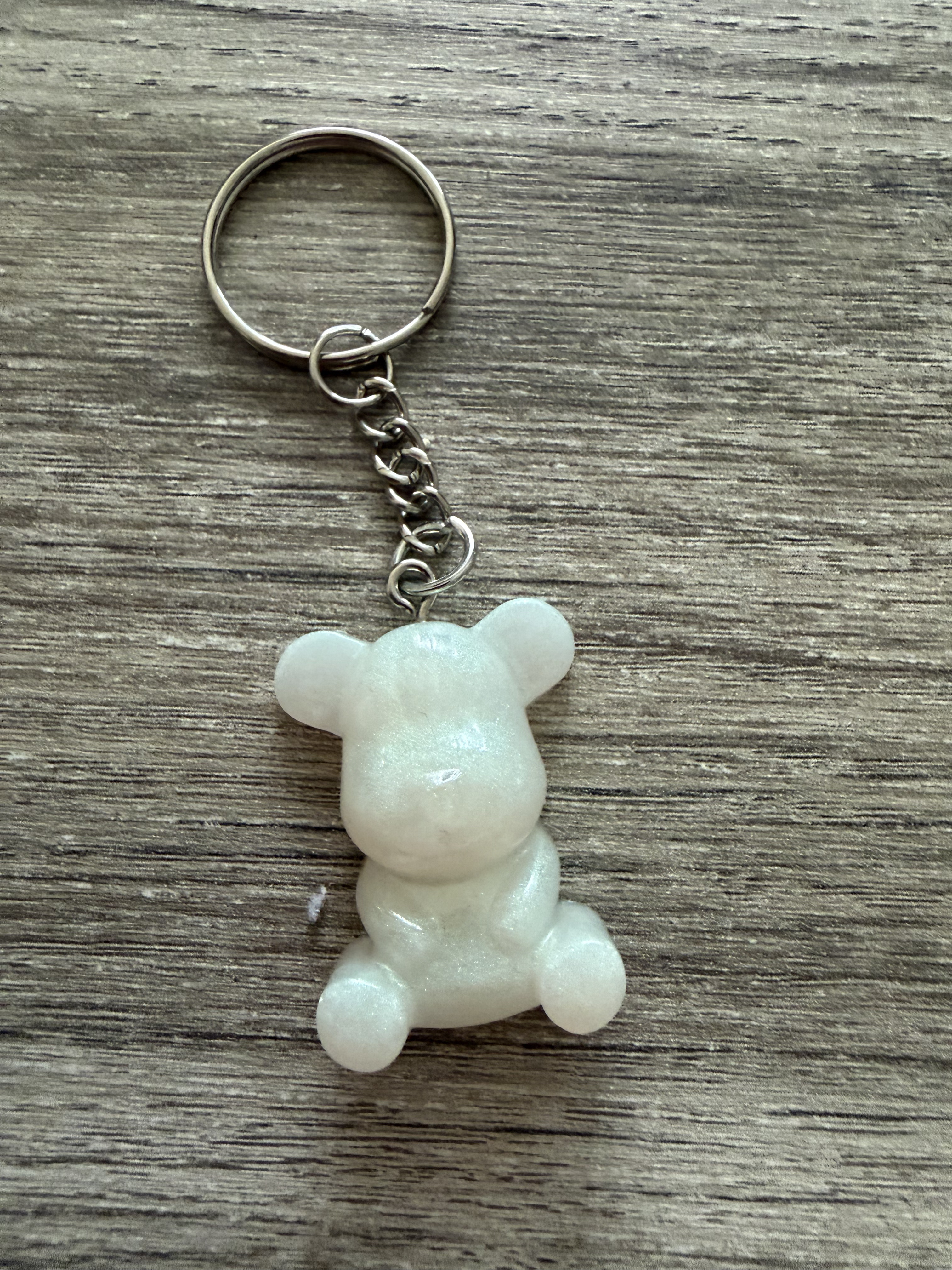 Porte clé ourson 35mm blanc