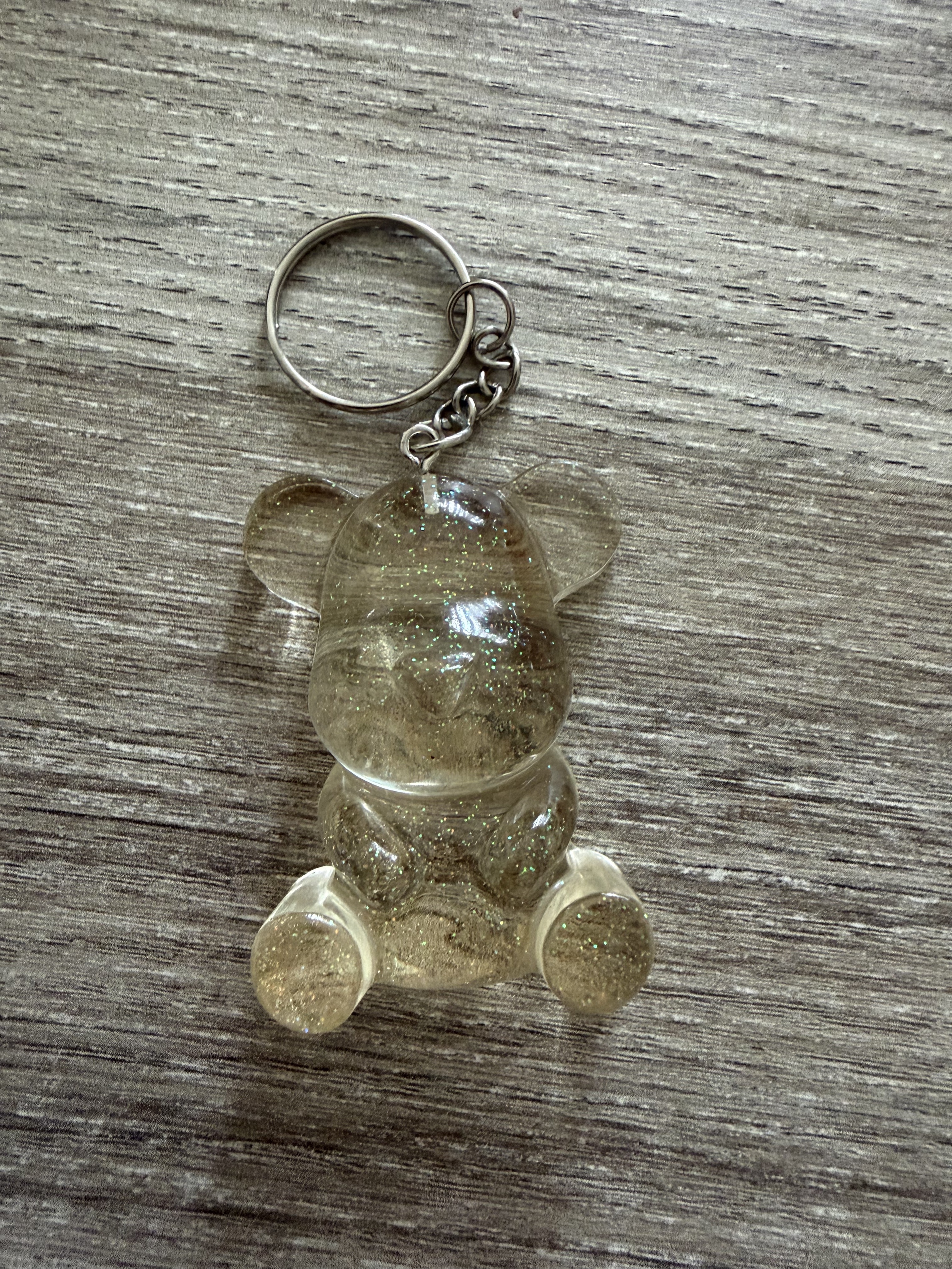 Porte clé ourson 55mm translucide pailleté