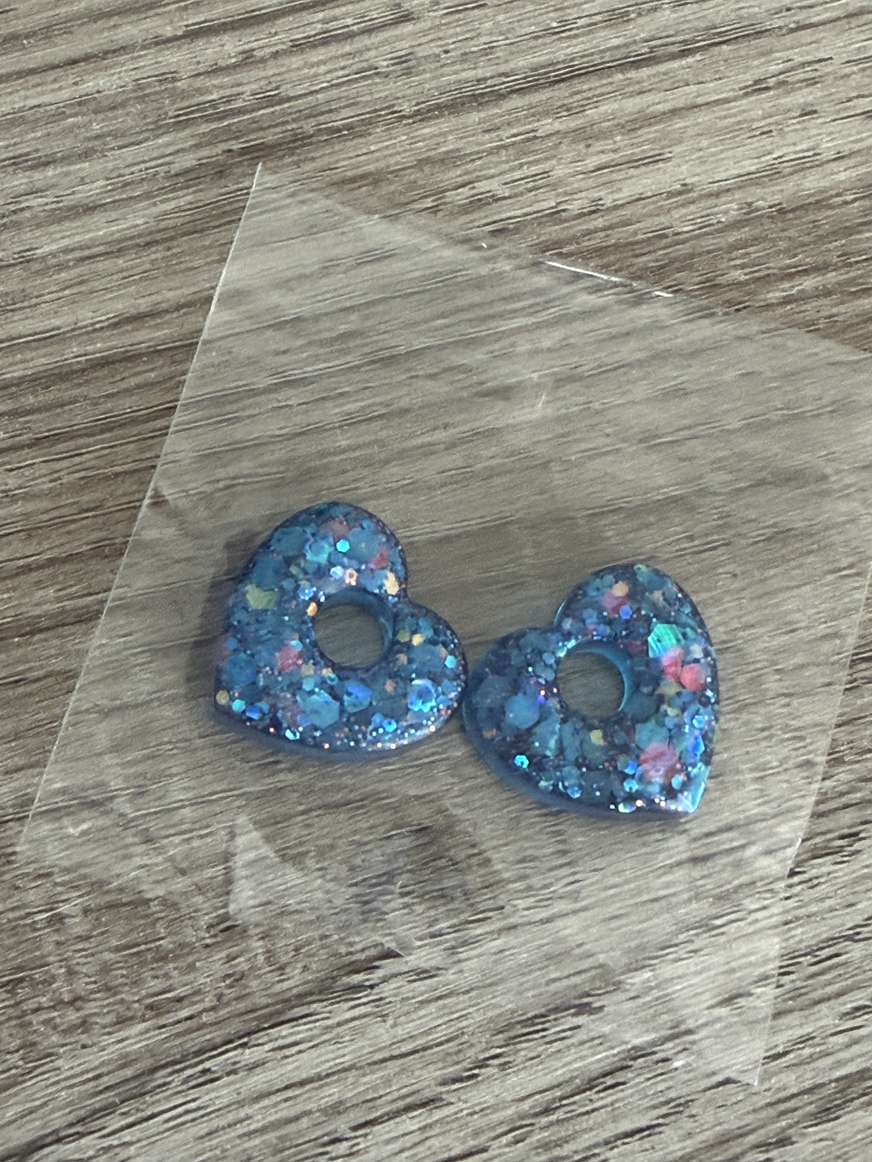 Pampilles coeur bleu avec paillettes